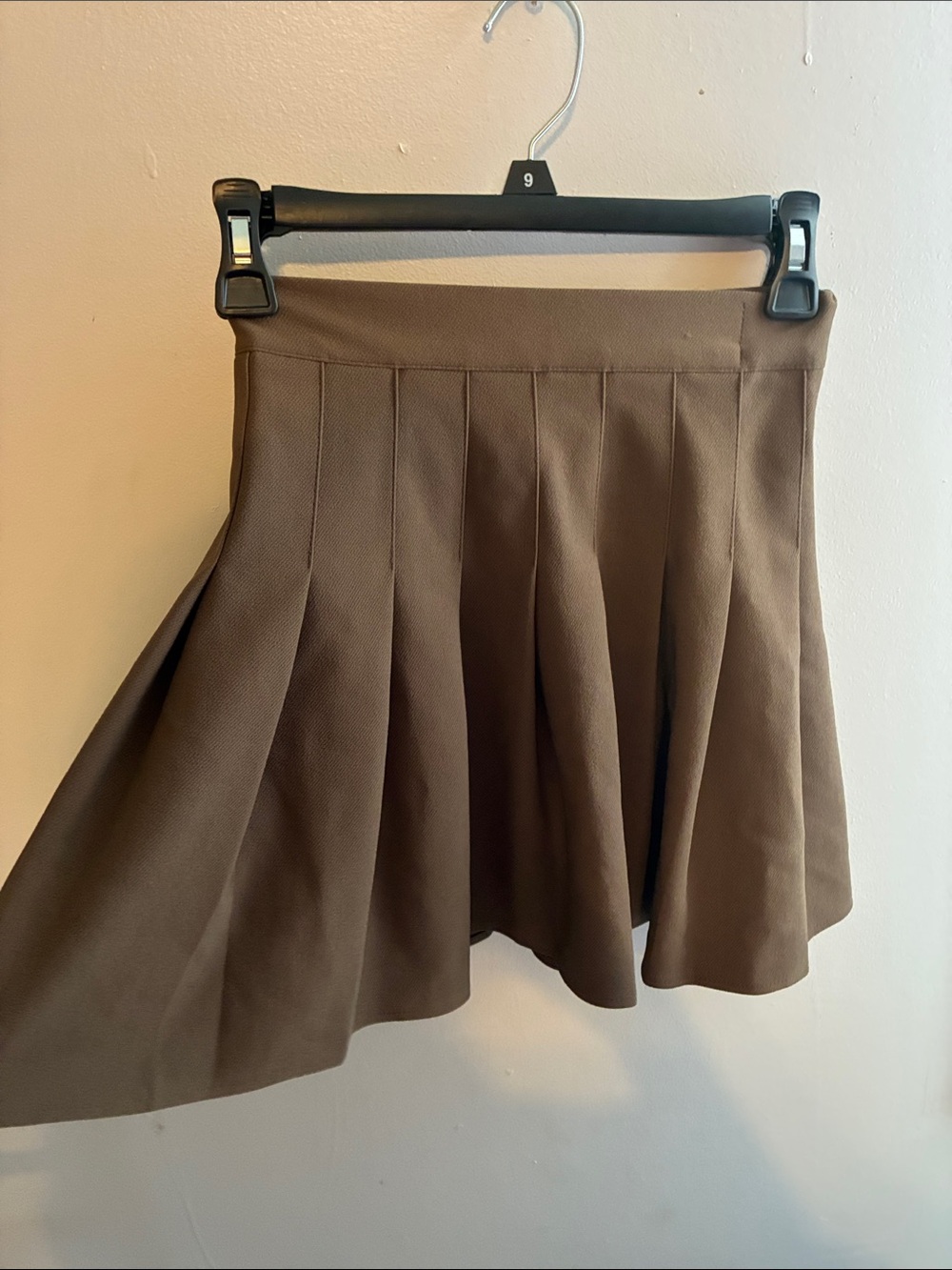 Amazon Brown Pleated Mini Skirt